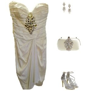 Ivory Silk Bebe Formal Dress
